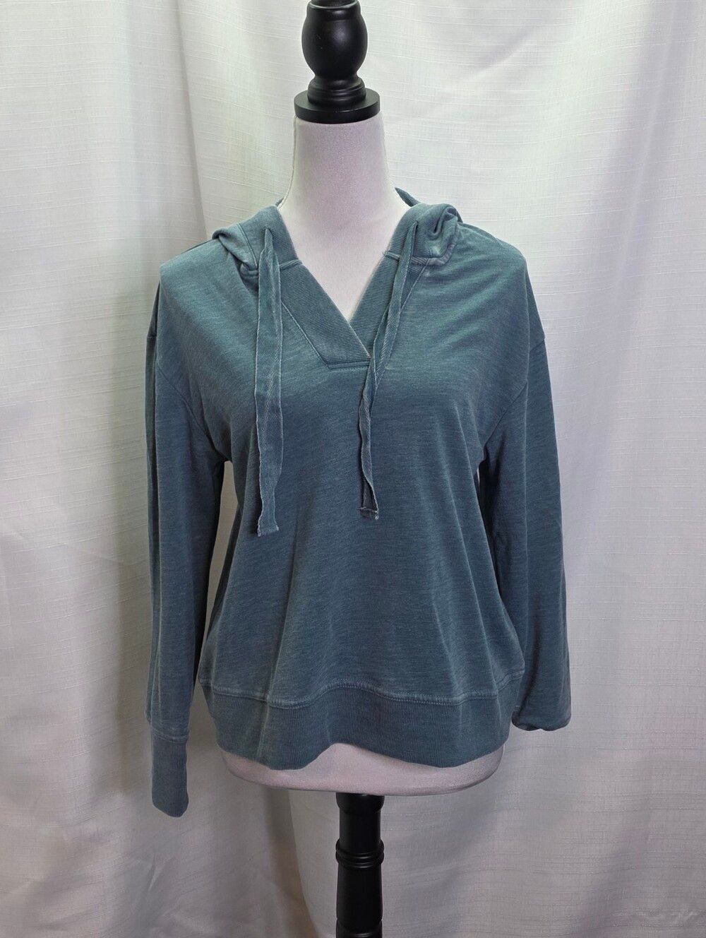 Anthropologie Jane and Delancey Heathered Green Split Neck Hooded Pullover Size